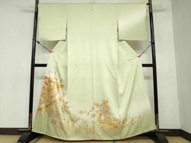 平和屋着物●金彩友禅　卓越技能者・名工・和田光正　訪問着　平安御所車草花文　暈し染め　金彩　正絹　逸品　DAAZ7262ud