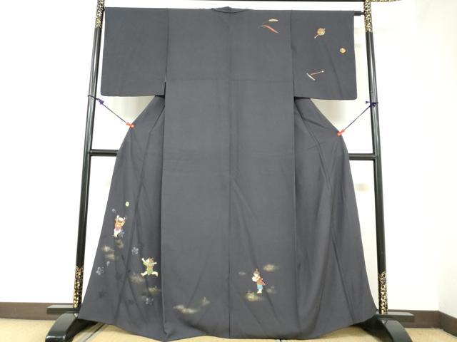 平和屋着物●訪問着　童子遊び　金銀彩　正絹　逸品　DAAZ7278ud