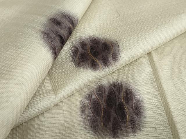 平和屋着物●十日町 名門青柳謹製　櫛引織　赤城紬　草木染　紬　丸文　金彩　正絹　逸品　DAAZ7287ud