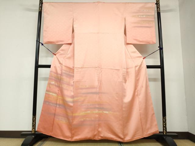 平和屋着物●人間国宝　福田喜三郎　訪問着　箔散らし霞文　金彩　正絹　逸品　DAAZ7343ud