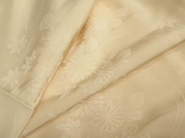 平和屋着物●上質な色無地　流水草花地紋　薄香色　正絹　逸品　未使用　DAAZ7393ud