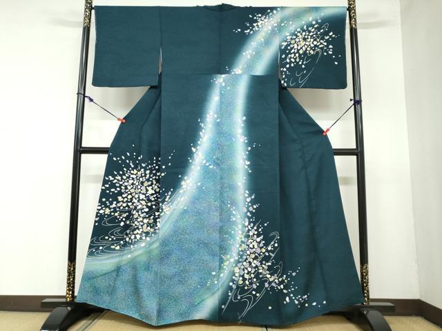 平和屋着物●訪問着　抽象文様　暈し染め　金彩　正絹　逸品　DAAZ7398ud