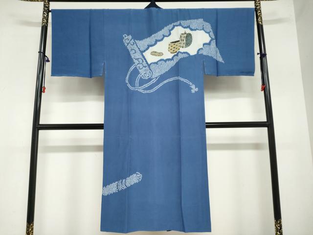 平和屋着物●男性　長襦袢　袷　絞り　陶器文　金彩　正絹　逸品　DAAZ7444ud