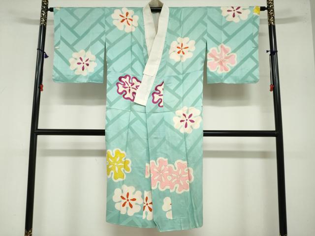 平和屋着物●アンティーク　大正ロマン　長襦袢　無双仕立て　舞花文　金彩　正絹　逸品　DAAZ7445ud