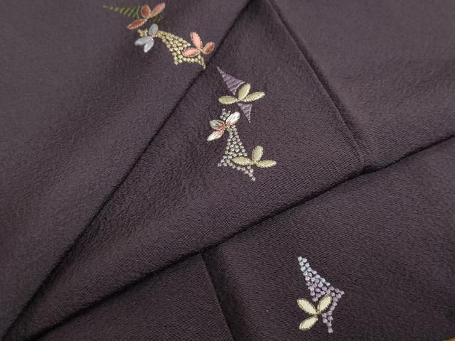 平和屋着物●上質な小紋　総刺繍　幾何学草花文　金糸　正絹　逸品　DAAZ7470ud