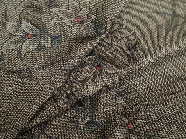 平和屋着物●本場大島紬　9マルキ　草花文　正絹　逸品　DAAZ7471ud