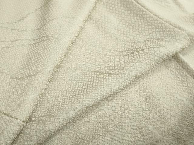 平和屋着物●上質な色無地　抽象地紋　白橡色　正絹　逸品　DAAZ7494ud