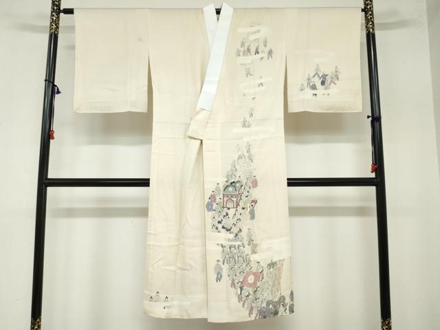 平和屋着物●長襦袢　無双仕立て　手描き　大名行列　正絹　逸品　DAAZ7520ud