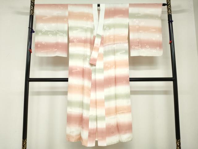 平和屋着物●長襦袢　袷　舞梅地紋　暈し染め　正絹　逸品　DAAZ7524ud
