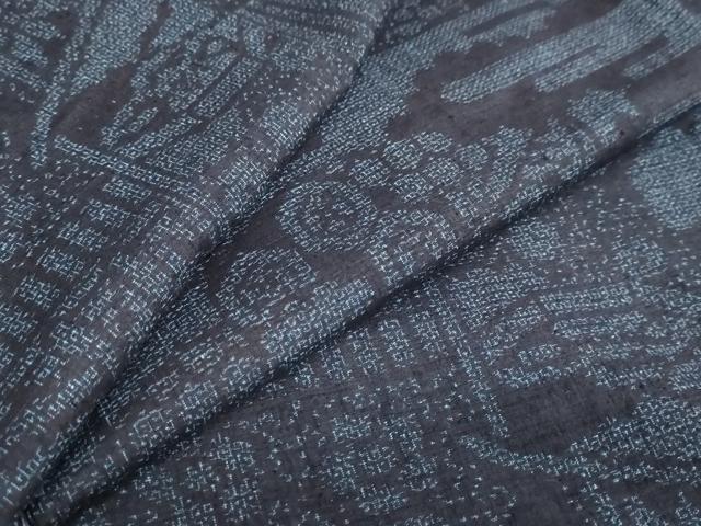 平和屋着物●本場結城紬　重要無形文化財　100亀甲　吉祥貝桶草花文　正絹　逸品　DAAZ7561ud