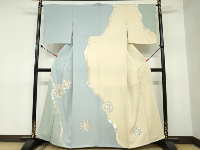 平和屋着物●訪問着　駒刺繍　鏡裏洋花文　金彩　正絹　逸品　DAAZ7577ud