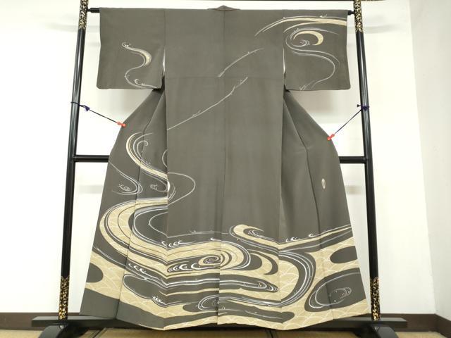 平和屋着物●訪問着　作家物　流水文　正絹　逸品　DAAZ7585ud