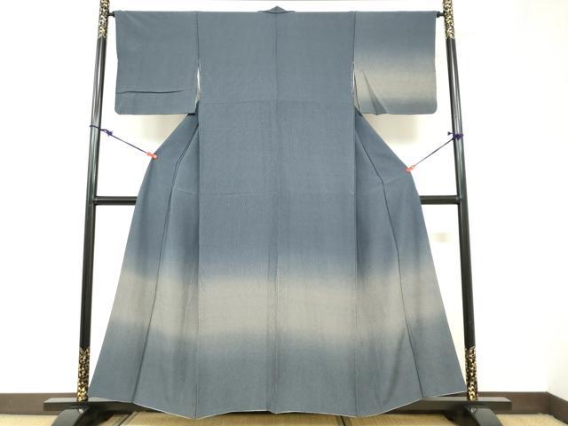 平和屋着物●江戸小紋　訪問着　万筋　褐返色×藍鉄色　暈し染め　正絹　逸品　DAAZ7588ud