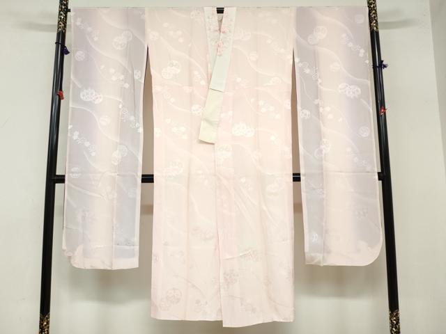 平和屋着物●振袖用長襦袢　袷　手毬舞桜地紋　暈し染め　半衿刺繍　正絹　逸品　DAAZ7611ud