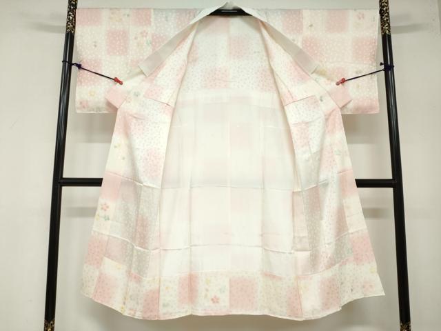 平和屋着物○長襦袢 無双仕立て 市松舞花文 暈し染め 正絹 逸品 未