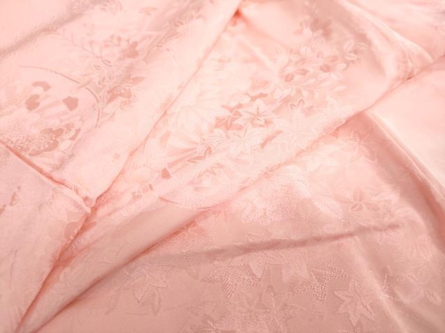 平和屋着物●上質な色無地　花車地紋　薄紅色　正絹　逸品　DAAZ7645ud