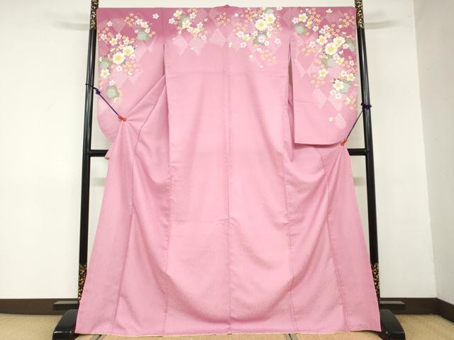 平和屋着物●小振袖　二尺袖　舞桜文　ロング丈　洗える着物　DAAZ7694ud