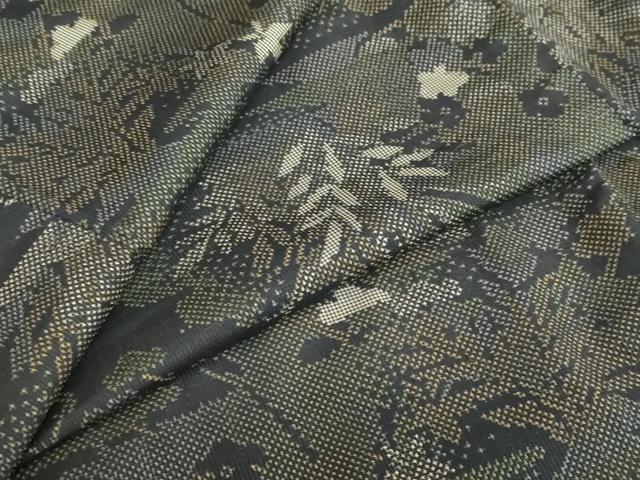 平和屋着物●本場大島紬　7マルキ　流水草花文　正絹　逸品　DAAZ7707ud