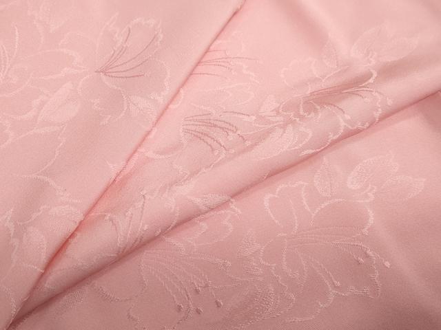 平和屋着物●上質な色無地　草花地紋　薄紅色　正絹　逸品　DAAZ7791ud