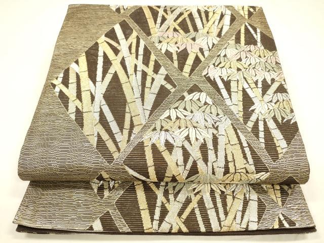 平和屋着物＊夏物　六通柄袋帯　唐織　竜田川　笹竹菱文　金銀糸　正絹　逸品　DABA0007cm