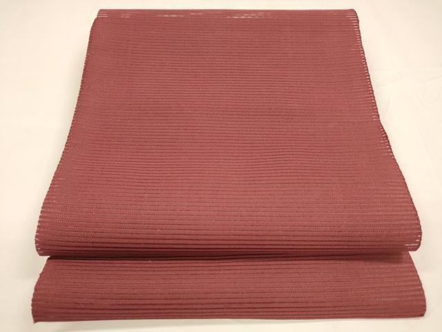 平和屋着物＊夏物　絽綴れ　八寸名古屋帯　真紅色　正絹　逸品　DABA0010cm