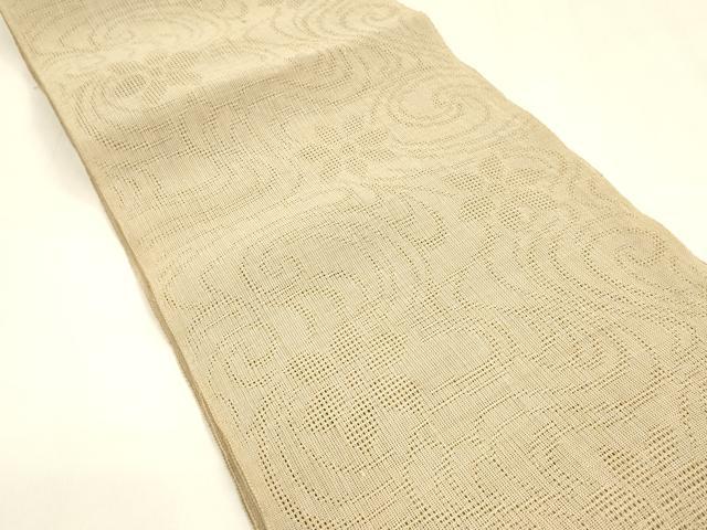 平和屋着物＊夏物　八寸名古屋帯　一重帯　流水花文　白茶色　DABA0011cm 平和屋着物＊夏物 八寸名古屋帯 一重帯 流水花文 白茶色 DABA0011cm