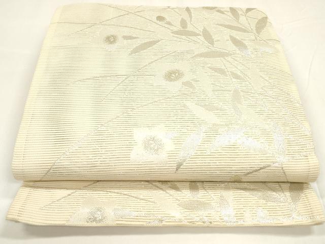 平和屋着物＊夏物　六通柄袋帯　草花文　金銀糸　正絹　逸品　DABA0015cm