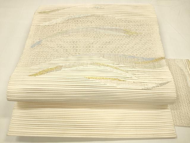 平和屋着物＊夏物　絽綴れ　八寸名古屋帯　流水文　金銀糸　正絹　逸品　DABA0043cm