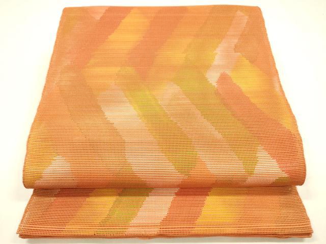 平和屋着物＊夏物　六通柄袋帯　抽象文様　銀糸　正絹　逸品　DABA0055cm