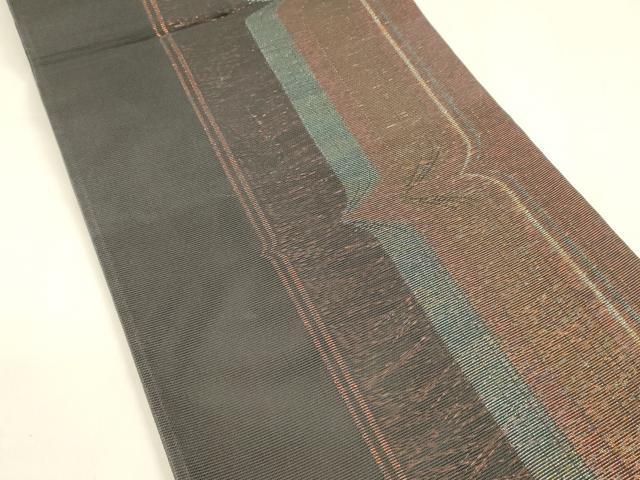 平和屋着物＊夏物　六通柄袋帯　カラー遊び　黒地　金糸　正絹　逸品　DABA0067cm 平和屋着物＊夏物 六通柄袋帯 カラー遊び 黒地 金糸 正絹 逸品 DABA0067cm