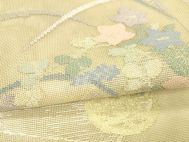 平和屋着物＊夏物　太鼓柄　本袋帯　草花文　金銀糸　正絹　逸品　DABA0075cm_2