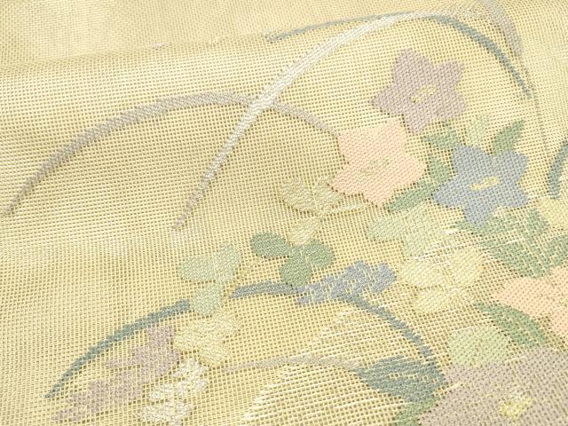 平和屋着物＊夏物　太鼓柄　本袋帯　草花文　金銀糸　正絹　逸品　DABA0075cm_3