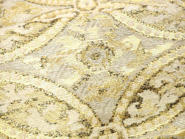 平和屋着物＊夏物 太鼓柄袋帯 七宝花文 金銀糸 正絹 逸品 DABA0082cm