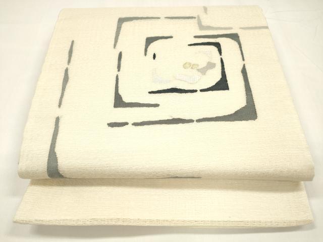 平和屋着物＊夏物　太鼓柄　京袋帯　抽象文様　金銀糸　正絹　逸品　DABA0085cm