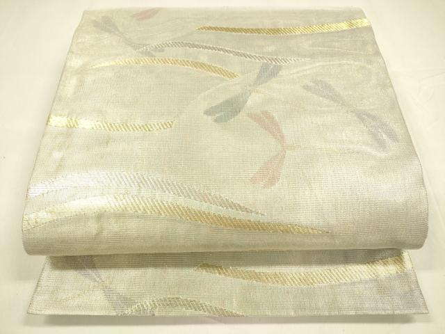 平和屋着物＊夏物　六通柄袋帯　蜻蛉文　金銀糸　引箔　正絹　逸品　DABA0100cm
