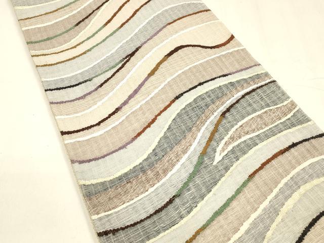 平和屋着物▽スリーシーズン　春夏秋　六通柄袋帯　すくい織　流水文　正絹　逸品　DABA0126cm_1