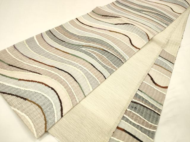 平和屋着物▽スリーシーズン　春夏秋　六通柄袋帯　すくい織　流水文　正絹　逸品　DABA0126cm_4