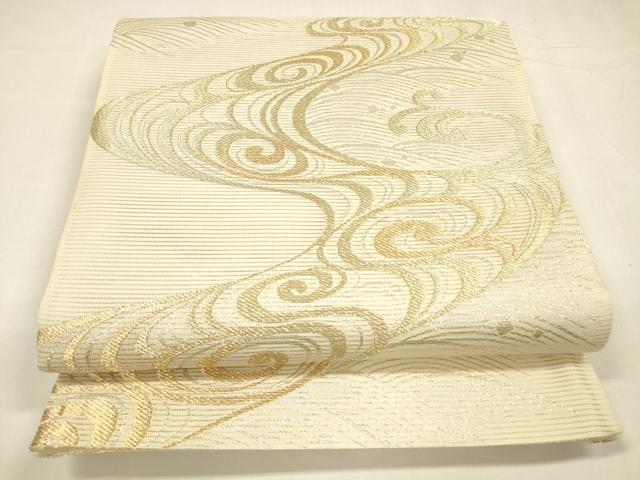 平和屋着物＊夏物　六通柄袋帯　流水文　金銀糸　正絹　逸品　DABA0129cm