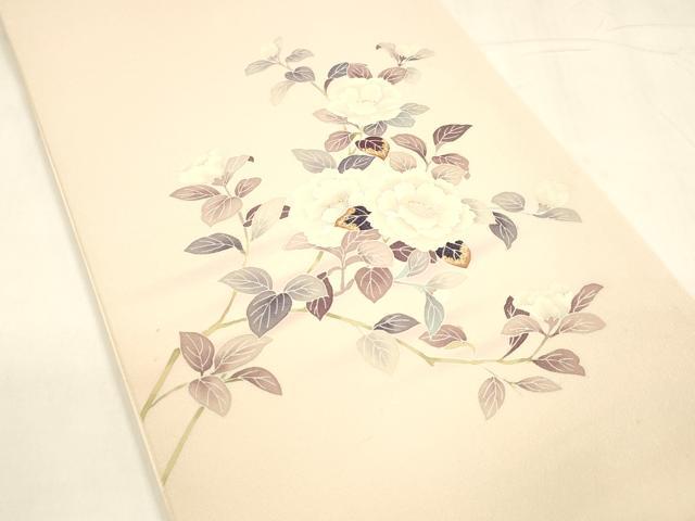 平和屋着物○太鼓柄袋帯 作家物 枝花文 銀通し地 正絹