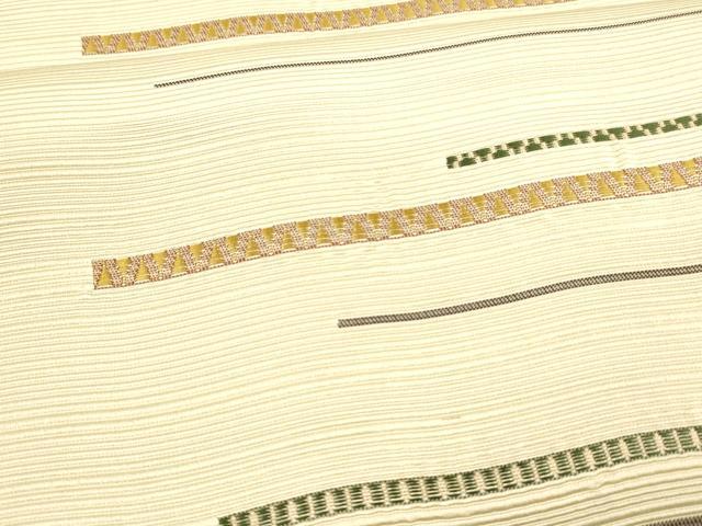 平和屋着物●本場筑前博多織　八寸名古屋帯　横段文　正絹　逸品　DABA0215cm_3
