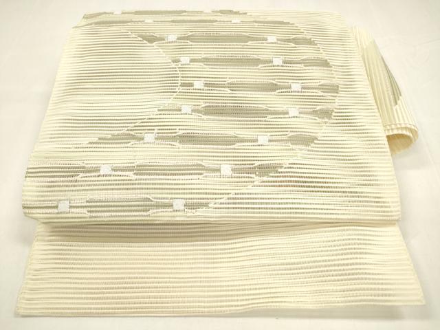 平和屋着物＊夏物　絽綴れ　つけ帯　抽象文様　銀糸　正絹　逸品　DABD6943cm 平和屋着物＊夏物 絽綴れ つけ帯 抽象文様 銀糸 正絹 逸品 DABD6943cm