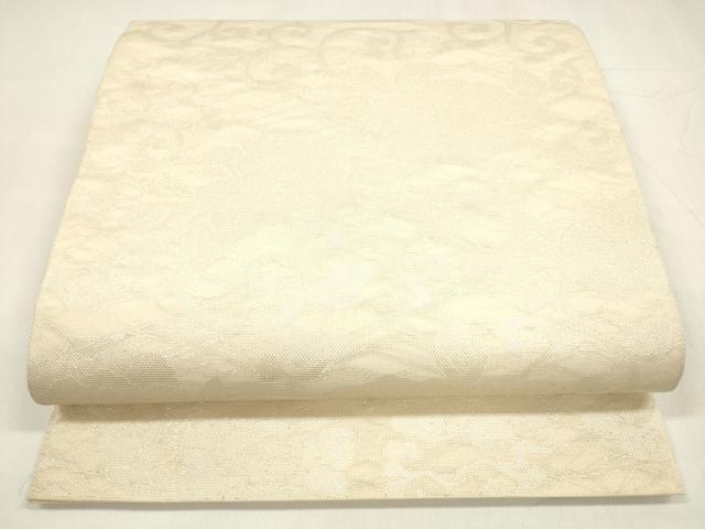 平和屋着物＊夏物　六通柄　本袋帯　花唐草文　銀糸　正絹　逸品　DABA0236cm