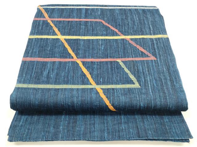 平和屋着物▽スリーシーズン　春夏秋　太鼓柄袋帯　櫛織　抽象文様　正絹　逸品　DABA0270cm