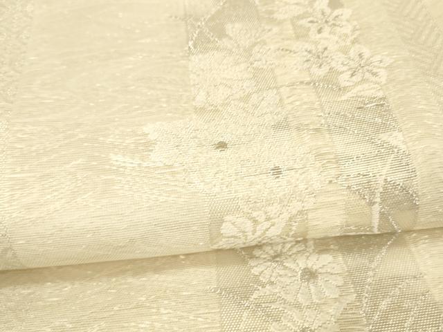 平和屋着物＊夏物　つけ帯　唐織　草花間道　銀糸　正絹　逸品　DABA0309cm_2