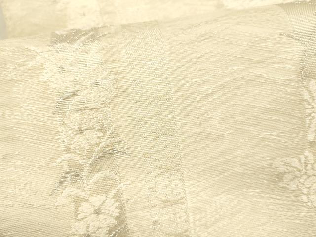 平和屋着物＊夏物　つけ帯　唐織　草花間道　銀糸　正絹　逸品　DABA0309cm_3