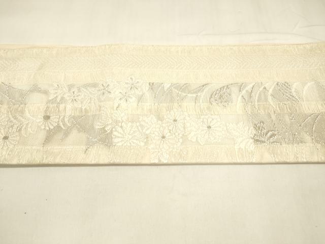 平和屋着物＊夏物　つけ帯　唐織　草花間道　銀糸　正絹　逸品　DABA0309cm_4
