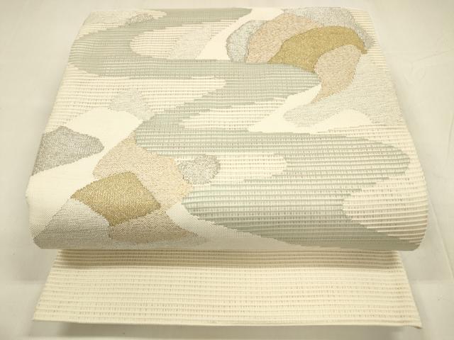 平和屋着物＊夏物　絽綴れ　太鼓柄袋帯　抽象流水文　金銀糸　正絹　逸品　DABA0342cm