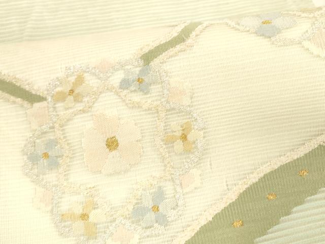 平和屋着物＊夏物　絽綴れ　太鼓柄袋帯　舞花文　金銀糸　正絹　逸品　DABA0344cm_3