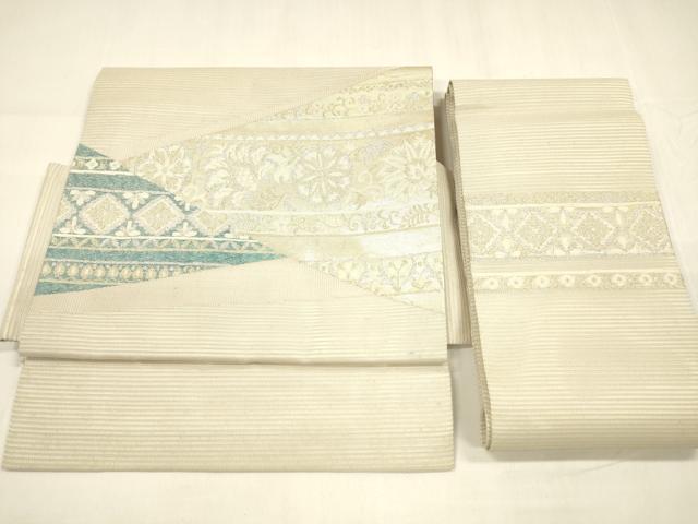 平和屋着物＊夏物　つけ帯　切嵌更紗花文　金銀糸　正絹　逸品　DABA0364cm