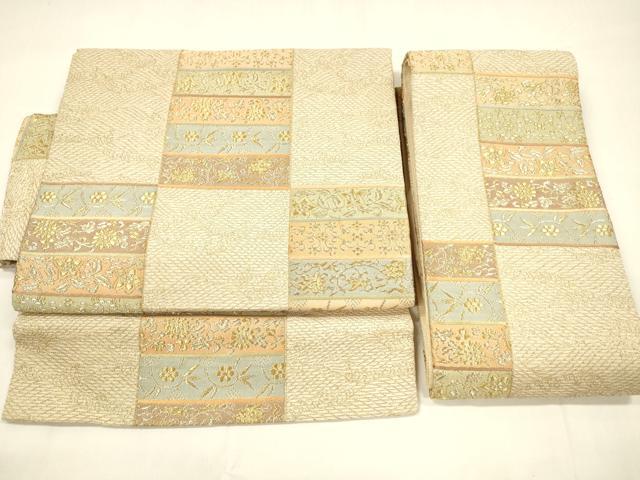 平和屋着物＊夏物　つけ帯　流水草花文　金銀糸　正絹　逸品　DABA0367cm
